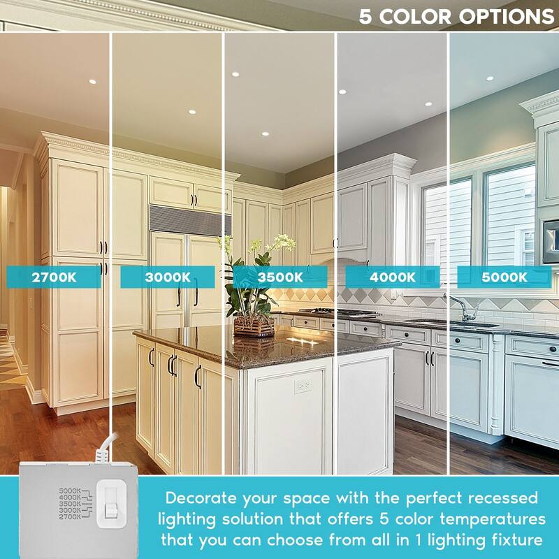 Luxrite 3" Ultra Thin LED Recessed Light JBox 6W 5 Color Options